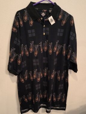 Tabasco Black Polo with Golf Bag Motif XXL
